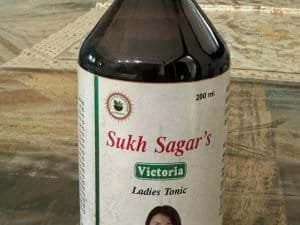 Sukh Sagar's Victoria Ladies Tonic bottle for Ayurvedic female health.